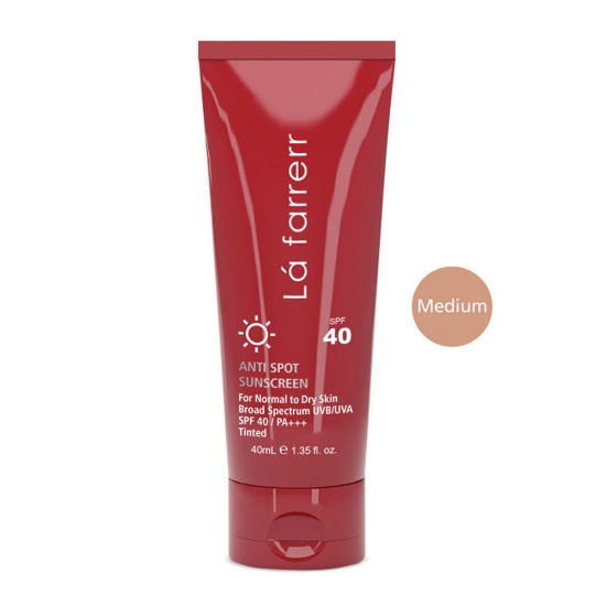 کرم ضد آفتاب ضد لک لافارر مخصوص پوست خشک و معمولی رنگی SPF40