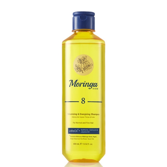 شامپو حجم دهنده و انرژی بخش 8 مورینگا امو مناسب موهای معمولی و نازک