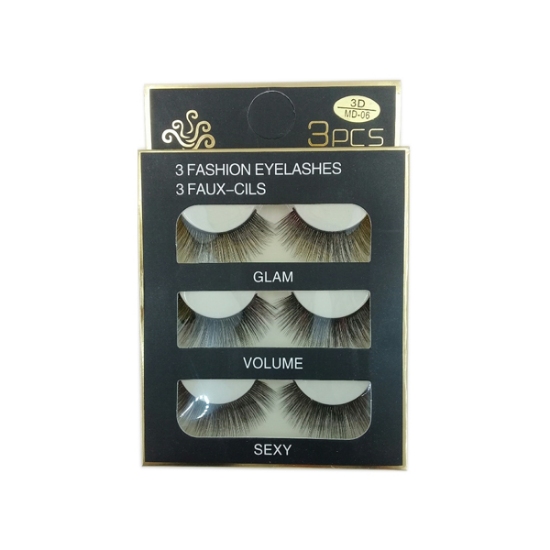 مژه سه جفتی جعبه مشکی شماره MD06