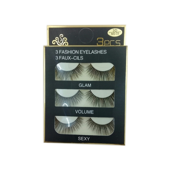 مژه سه جفتی جعبه مشکی شماره MD09