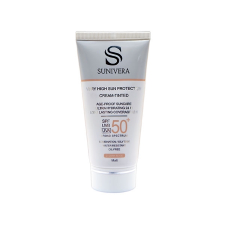 کرم ضد آفتاب رنگی پوست چرب سانیورا رنگ بژ تیره