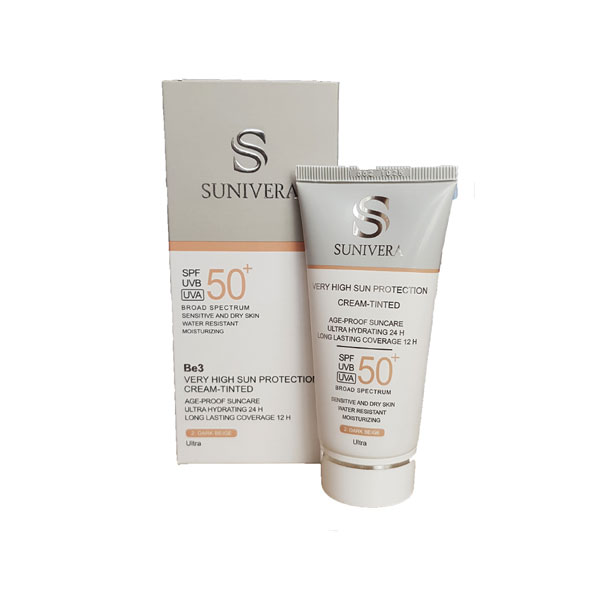ضد آفتاب رنگی سانیورا مناسب پوست خشک بژ تیره spf50